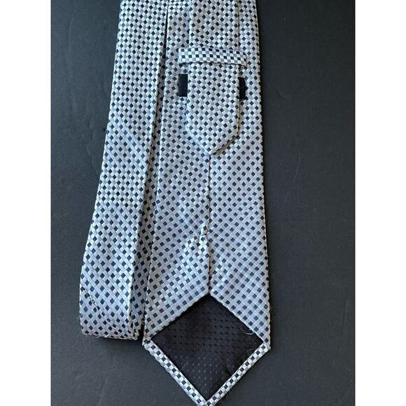 Mens Silk Tie Handmade 100% Silk Blue Geometric Career Office Dress Workwear - Picture 4 of 8